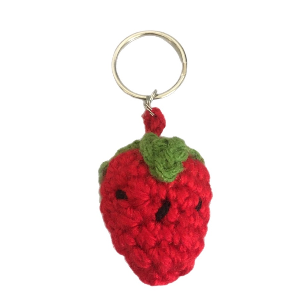 Crochet Strawberry Keychain
